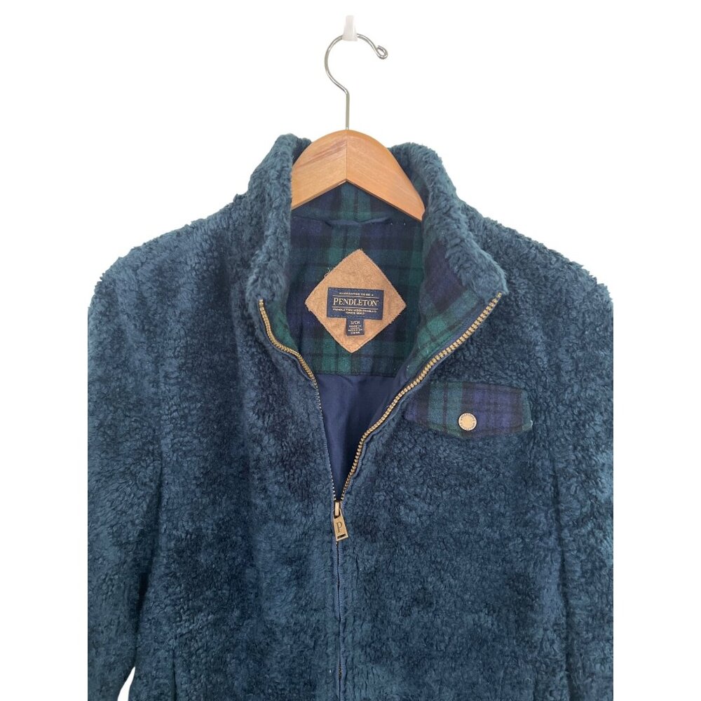 Pendleton Size S Small Fuzzy Fleece Jacket Teal B… - image 1